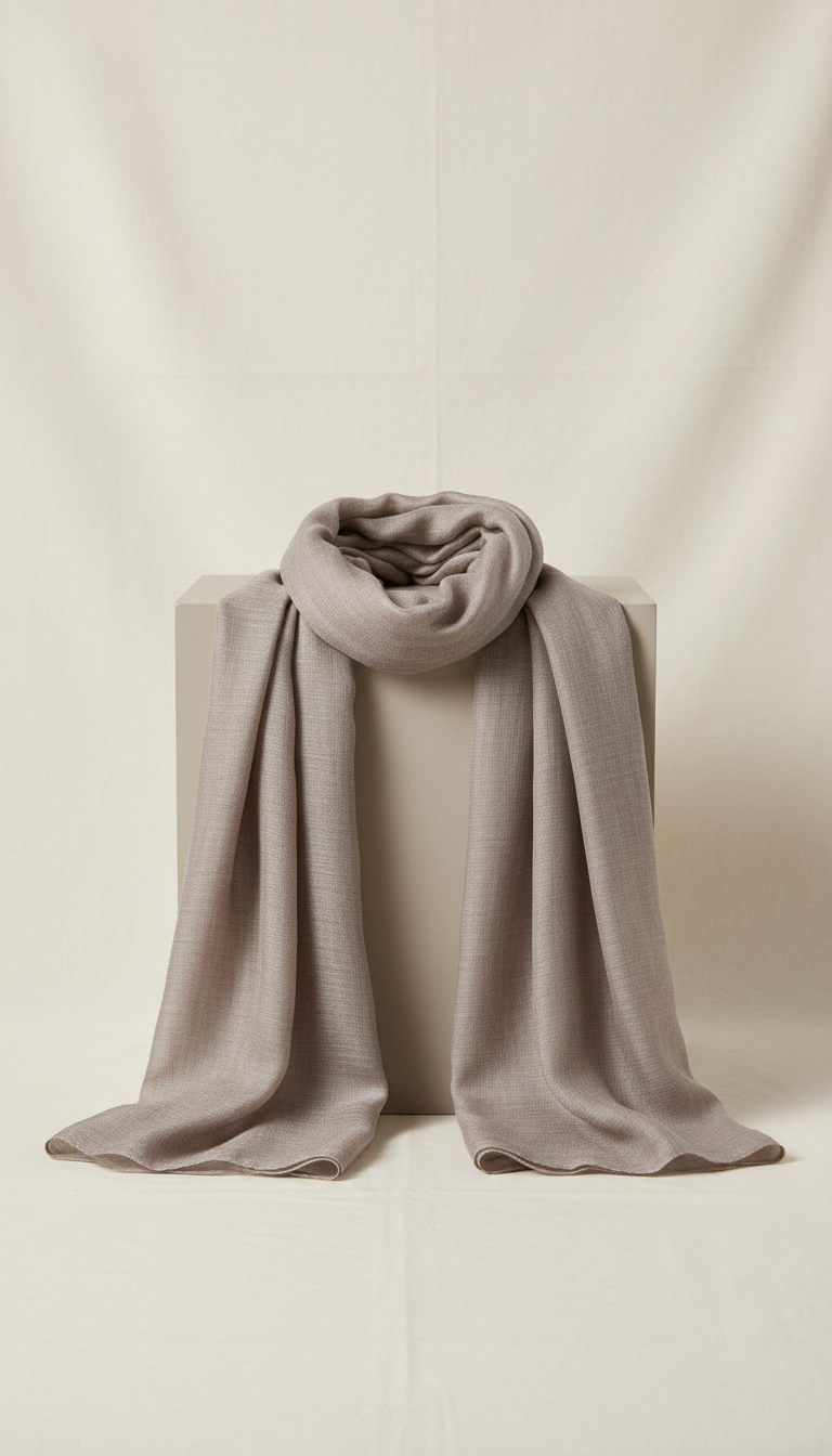 Stone Taupe Cotton-Silk Scarf