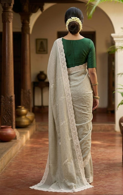CHECKED SAREES WITH LACE