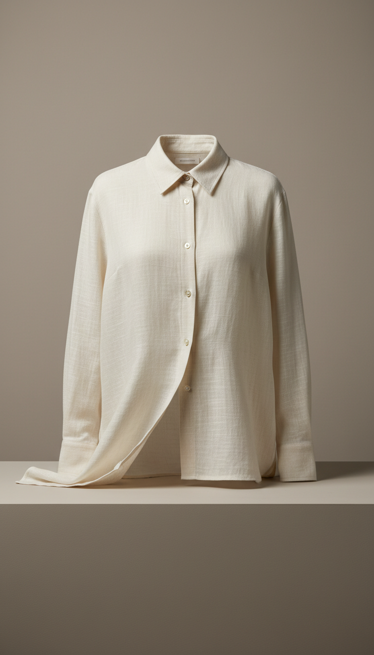 Ivory Cotton Tailored Blouse